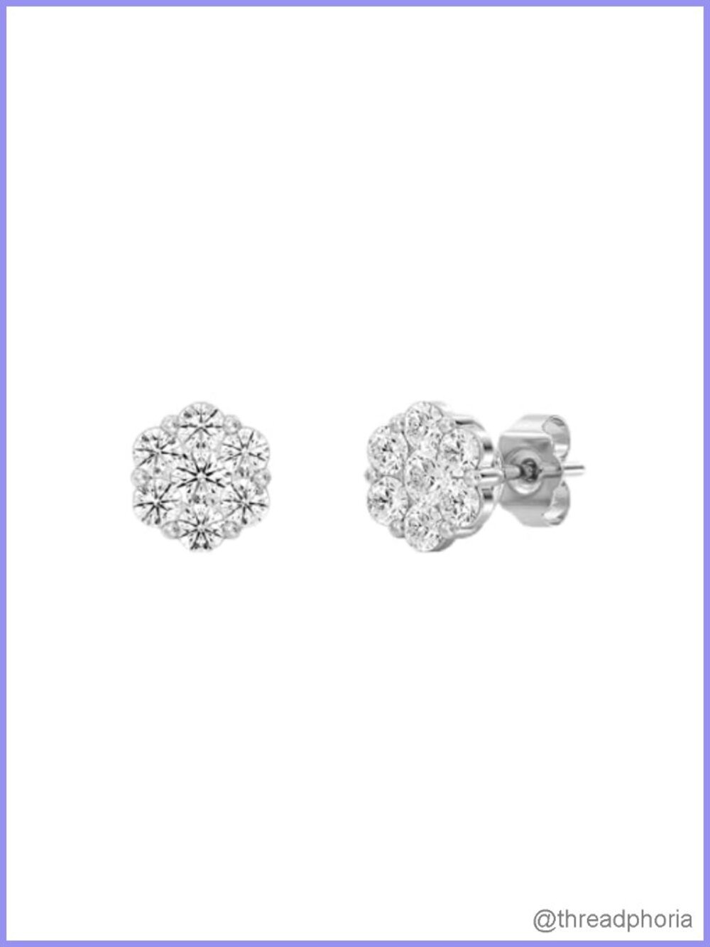 Lab-Grown Diamond Stud Earrings 1.5 CTW 14KT Gold Plated Silver 7-Stone Flower